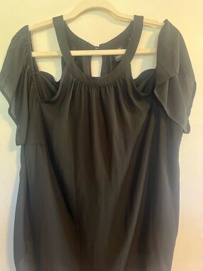 torrid Black Cold-Shoulder Flutter Sleeve Blouse